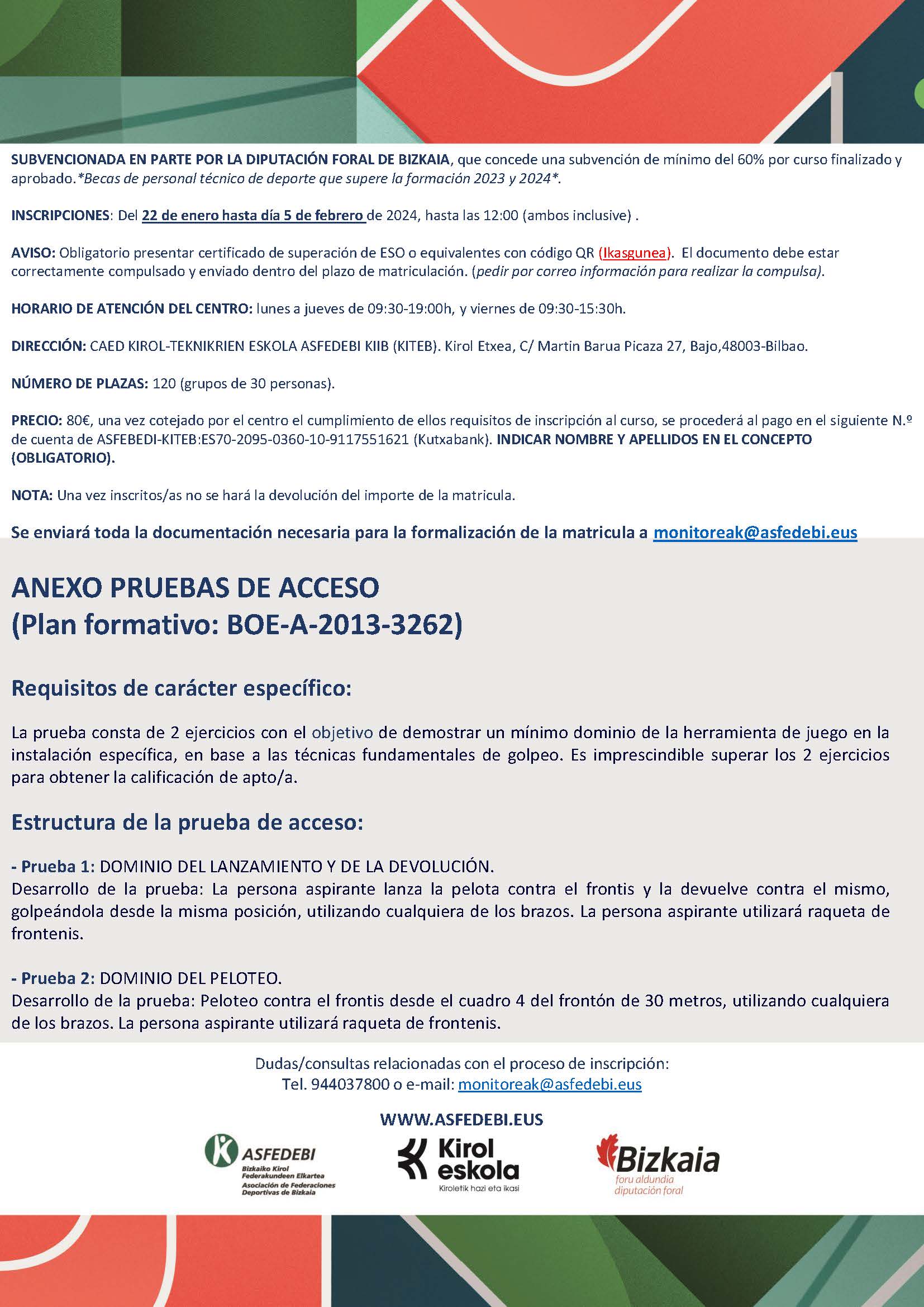 CURSO OFICIAL DE MONITOR/A AUXILIAR DE DEPORTE ESCOLAR  14º Convocatoria