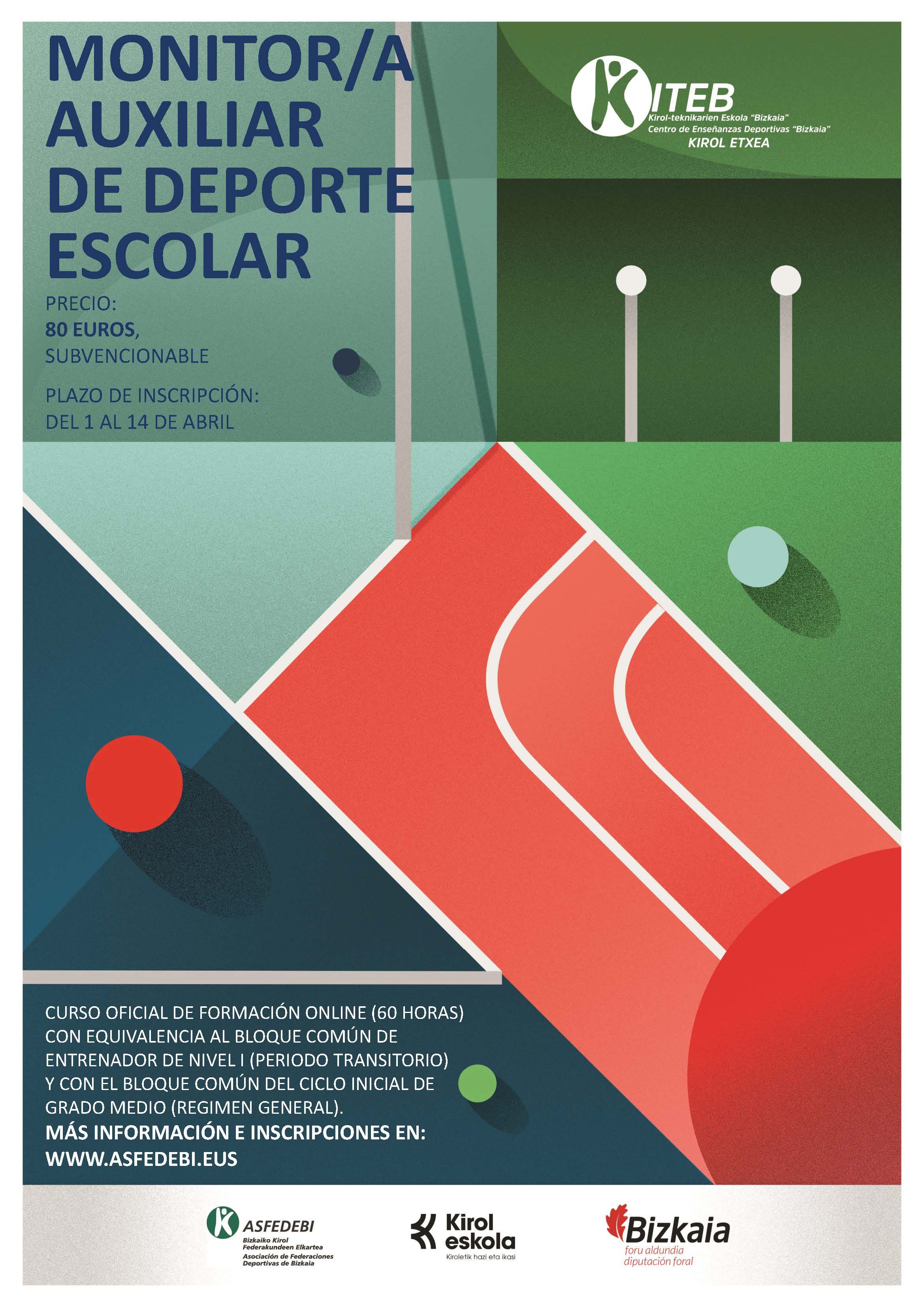 CURSO OFICIAL DE MONITOR/A AUXILIAR DE DEPORTE ESCOLAR 15ª CONVOCATORIA 