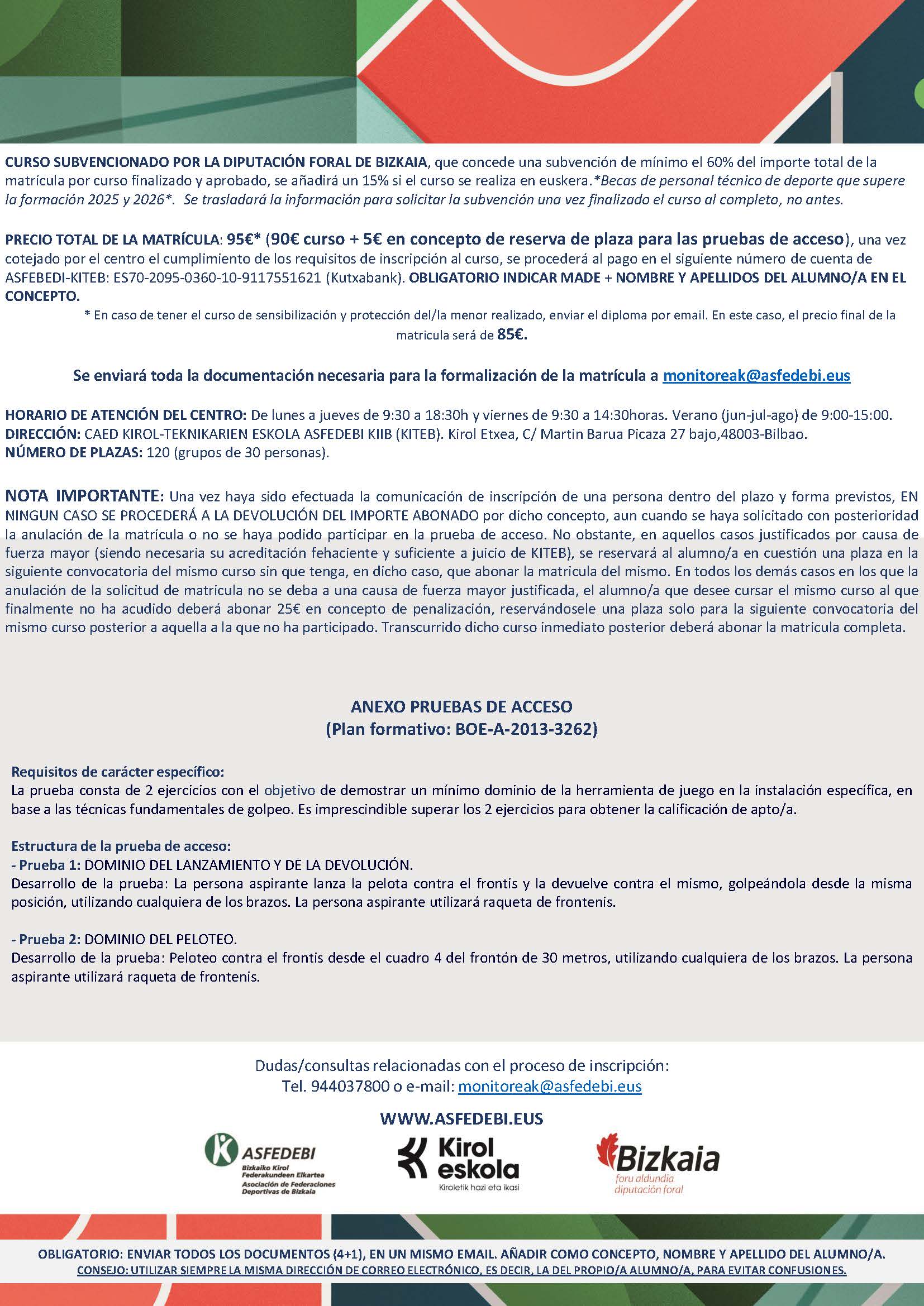 CURSO OFICIAL DE MONITOR/A  AUXILIAR DE DEPORTE ESCOLAR 23ª CONVOCATORIA