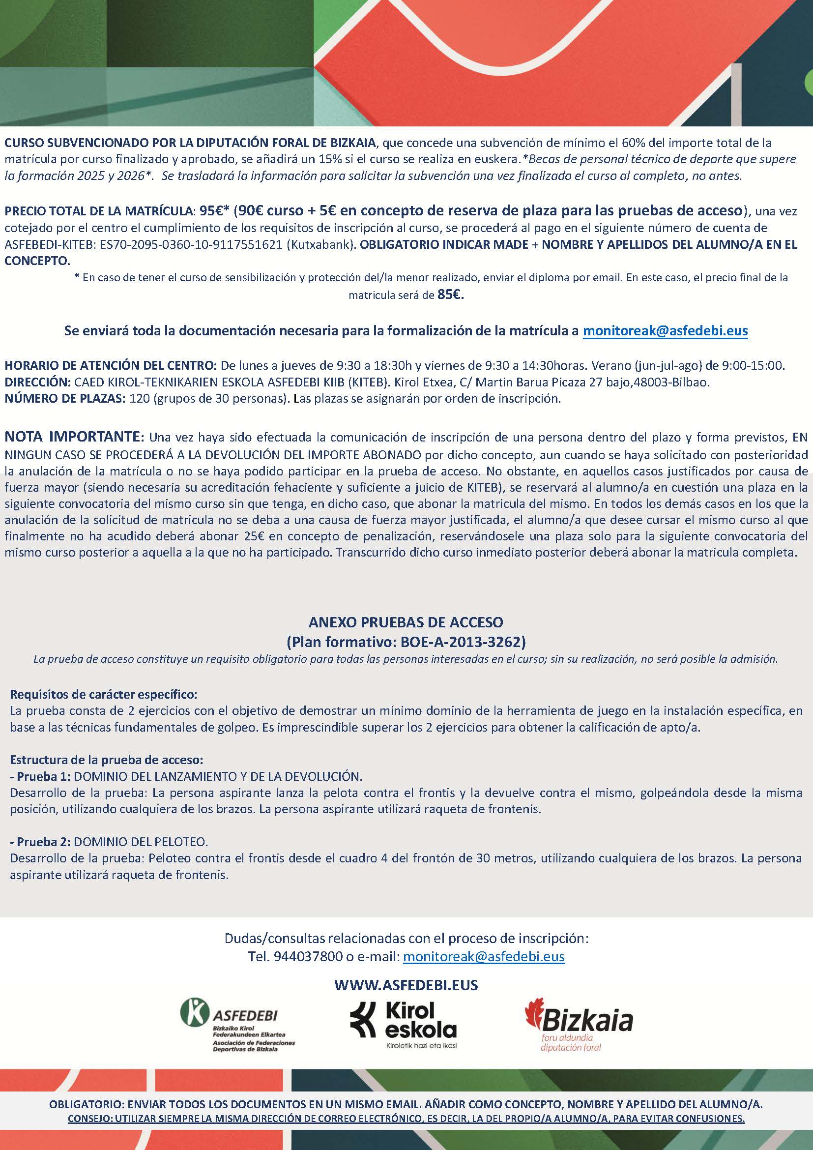 CURSO OFICIAL DE MONITOR/A AUXILIAR DE DEPORTE ESCOLAR 24ª CONVOCATORIA
