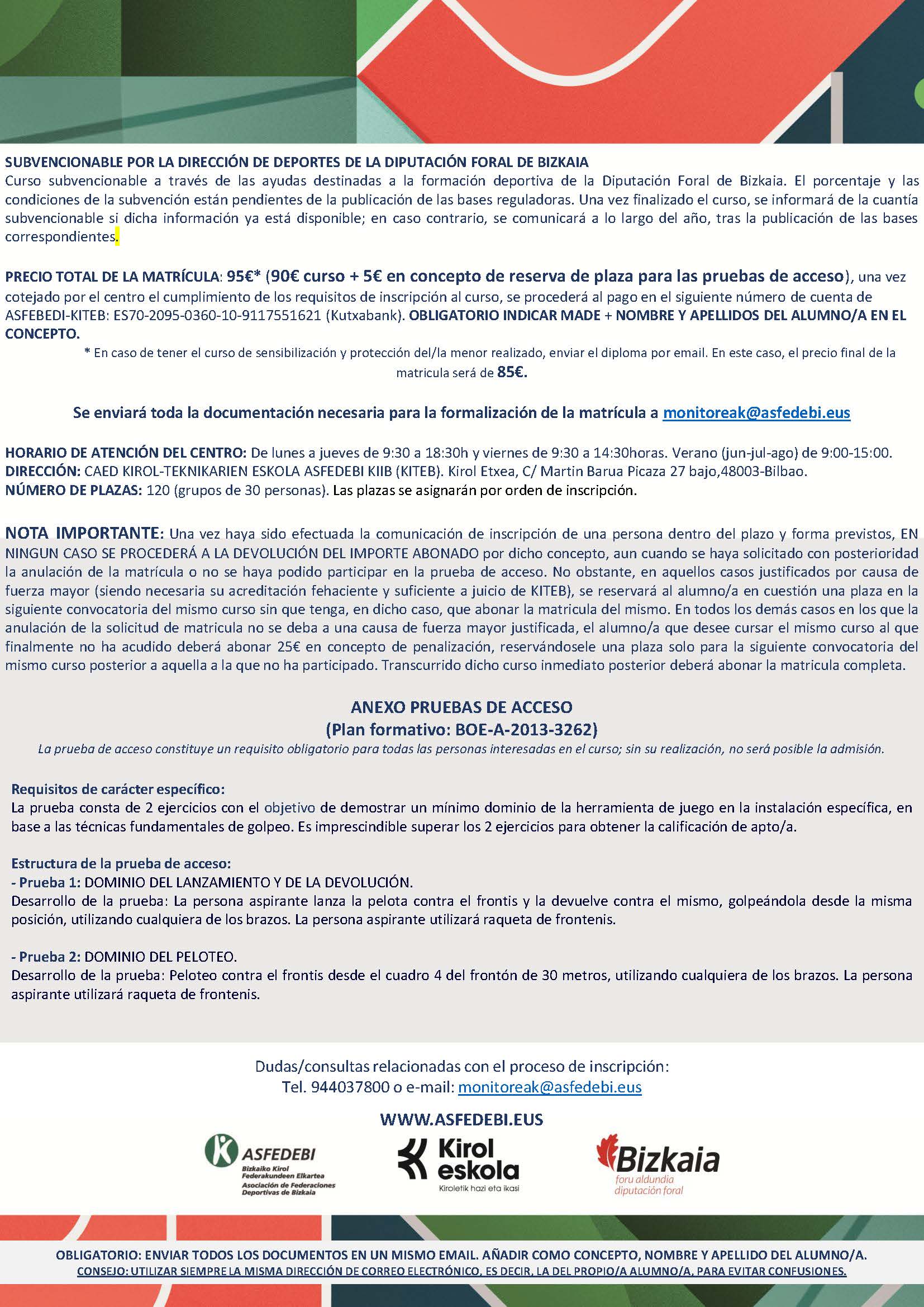 CURSO OFICIAL DE MONITOR/A AUXILIAR DE DEPORTE ESCOLAR 29. CONVOCATORIA